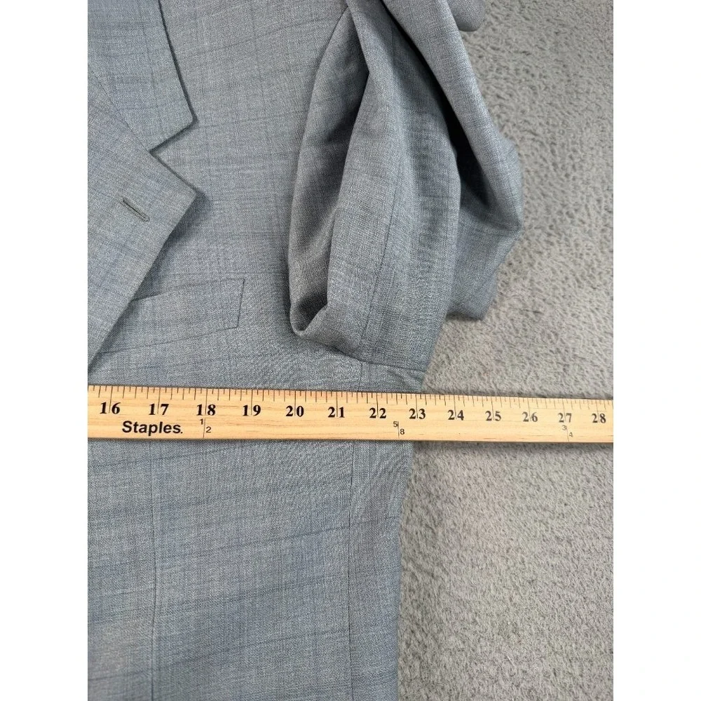 Ravazzolo Blazer Mens 46R Gray Sports Coat Wool Windowpane Two Button Italy‎